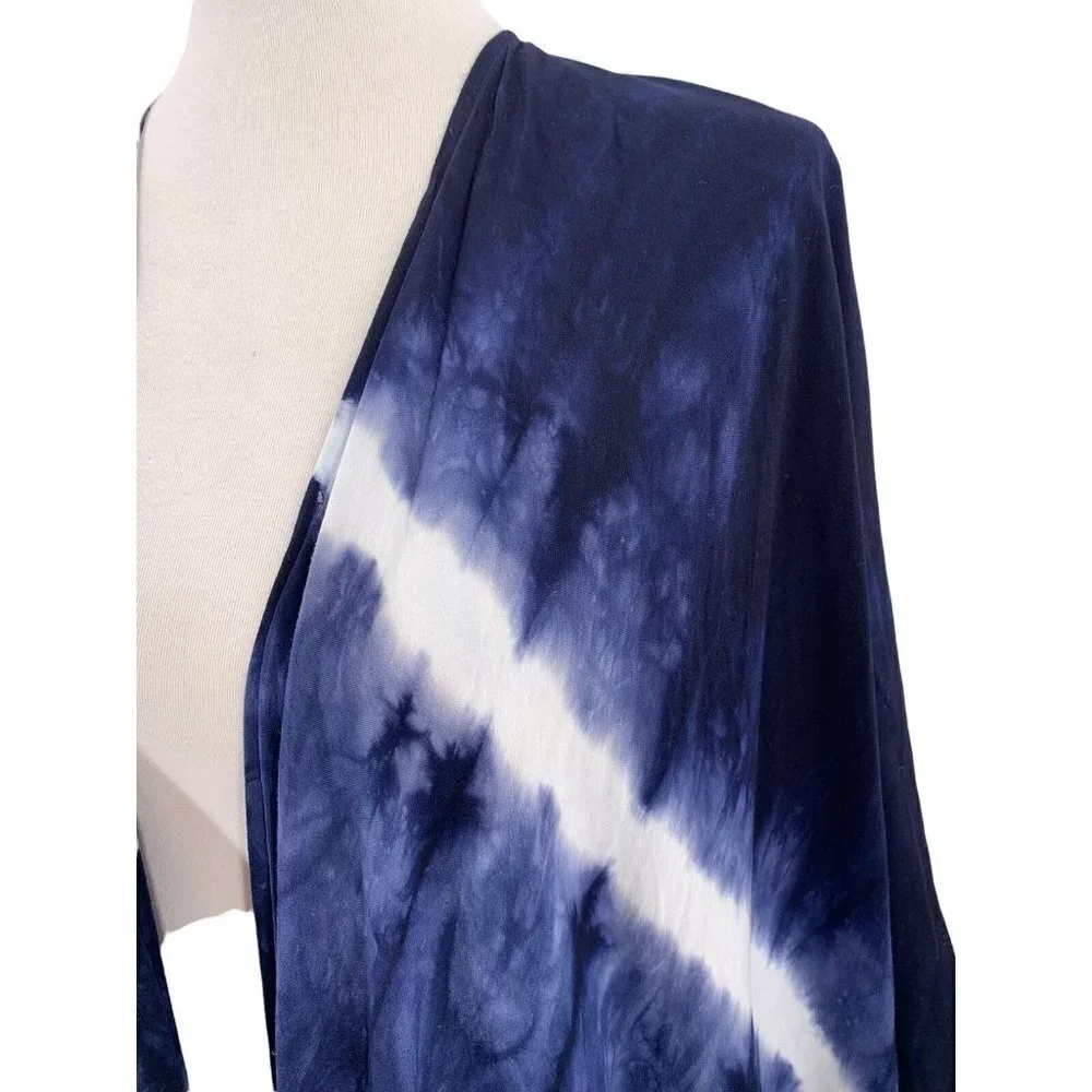 Fifteen Twenty Navy Blue Tie Dye Rayon Kimono Cardigan Size Small